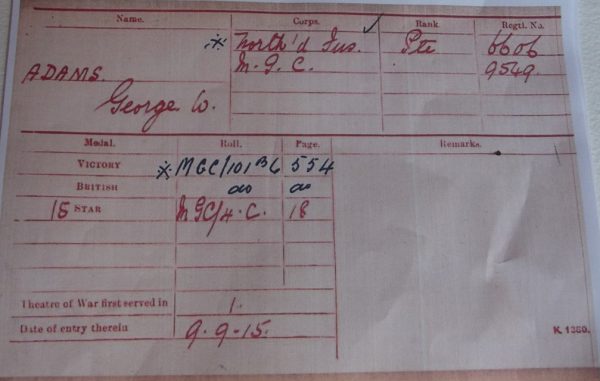 1914/15 Trio North'd Fus/MGC W.I.A.