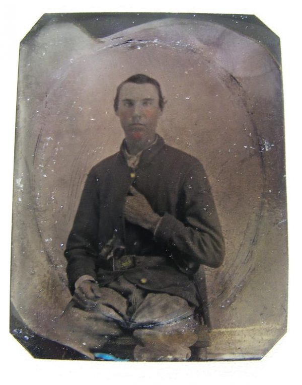 Sixth Plate Tintype Armed Fed. Soldier