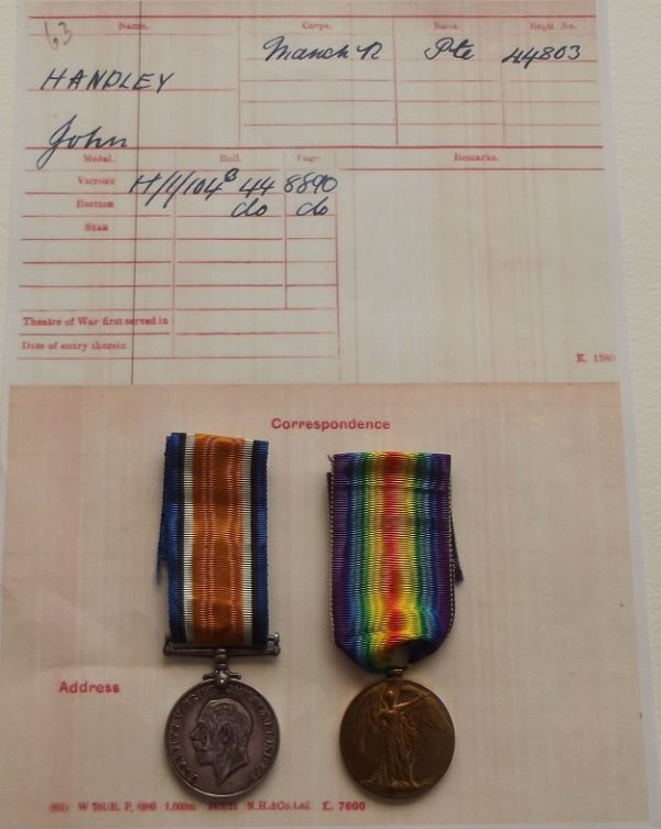 Pte. J. Handley Man. Regt. K.I.A.