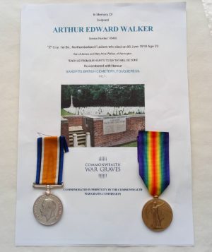 Constantius wwi war vict pr to sgt a e walker northlnd fus kia